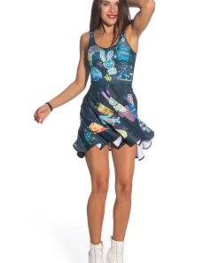 BAD INKA Rabbidelic Skater Dress Blue Dresses