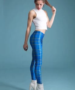 BAD INKA Blue Tartan Leggings