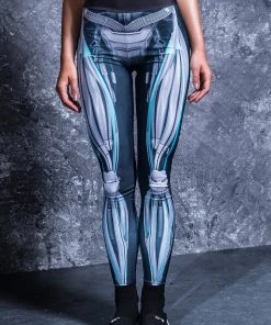 BADINKA Mechanical Hw Leggings Cyan High Waist Leggings