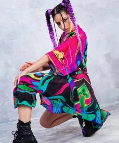 BADINKA Fluorescent Marble Rave Robe NEW 7 BADINKA Fluorescent Marble Rave Robe NEW