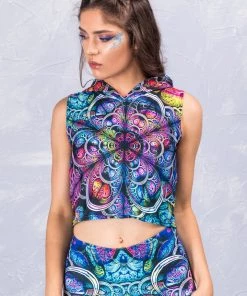 BAD INKA Blue Fractalz Hooded Top Tops 8 BAD INKA Blue Fractalz Hooded Top Tops