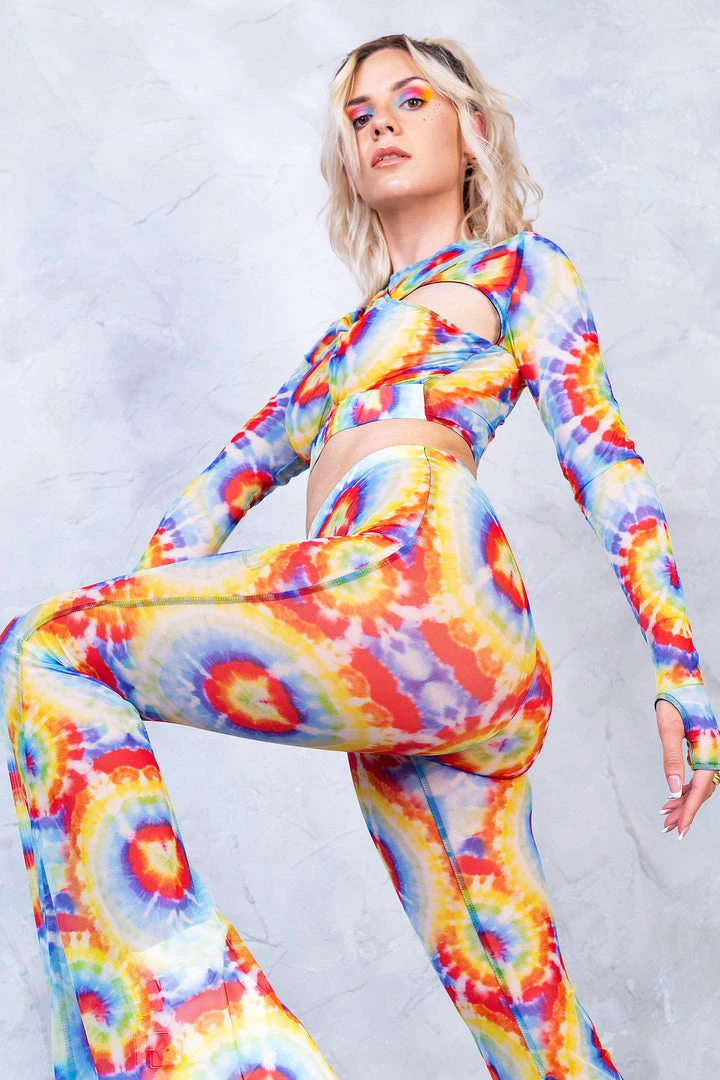 BADINKA Tie Dye Bell Bottom Mesh Pants 6 BADINKA Tie Dye Bell Bottom Mesh Pants