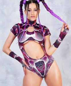 BADINKA NEW Vapor Trance Red Keyhole Bodysuit