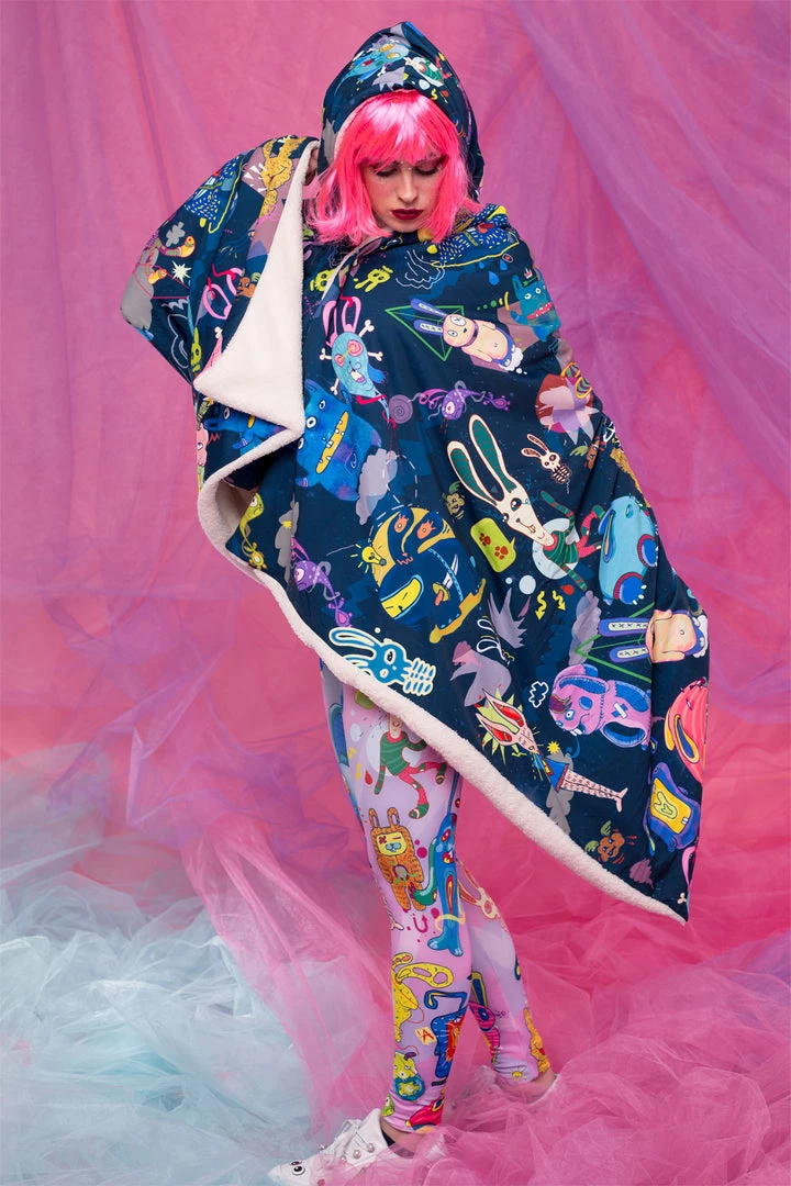 BADINKA Rabbidelic Hoodie Blanket (Blue) Hoodie Blankets 6 BADINKA Rabbidelic Hoodie Blanket (Blue) Hoodie Blankets