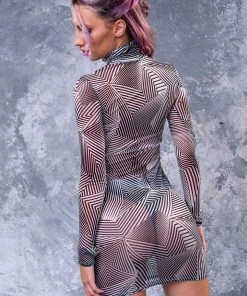 BADINKA Minimal Mesh High Neck Dress
