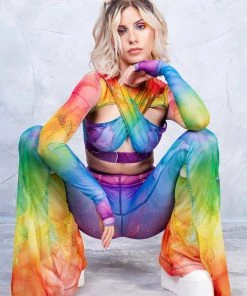 BADINKA NEW Rainbow Marble Bell Bottom Mesh Pants 8 BADINKA NEW Rainbow Marble Bell Bottom Mesh Pants