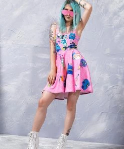 BADINKA Pink Rabbidelic Skater Dress Dresses