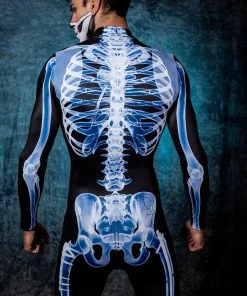 BADINKA Men's X-Ray Skeleton Costume Bodysuits