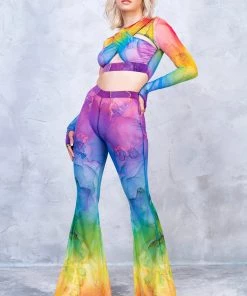 BADINKA Rainbow Marble Sleeved Crossed Mesh Top 11 BADINKA Rainbow Marble Sleeved Crossed Mesh Top