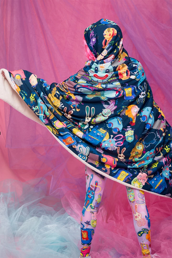 BADINKA Rabbidelic Hoodie Blanket (Blue) Hoodie Blankets 7 BADINKA Rabbidelic Hoodie Blanket (Blue) Hoodie Blankets