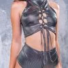 BADINKA Holographic Tied Up Top Tops