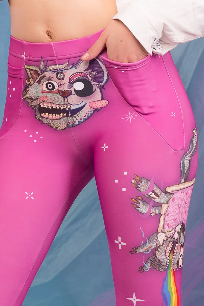 BADINKA Schizo Cat Warm Leggings (Pink) 5 BADINKA Schizo Cat Warm Leggings (Pink)