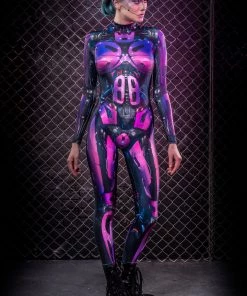 BADINKA Cyberware Android Magenta Costume RAVE GEAR