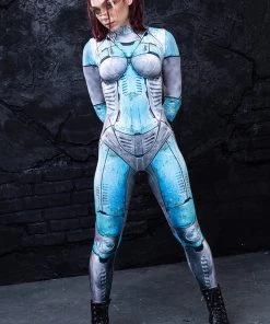 BADINKA RAVE GEAR Cyan Bot Costume