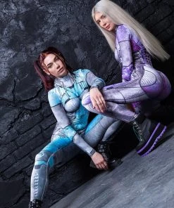 BADINKA RAVE GEAR Cyan Bot Costume