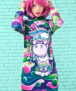 BADINKA Shaggy Unicorn Hoodie Hoodies