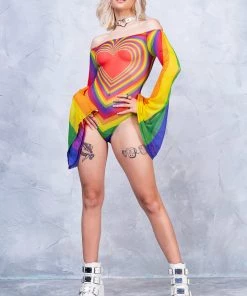 BADINKA NEW Prism Feel Bell Sleeve Mesh Bodysuit