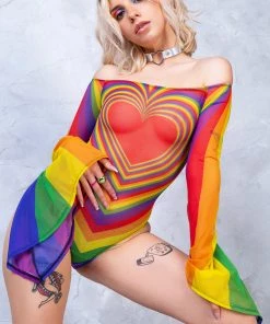 BADINKA NEW Prism Feel Bell Sleeve Mesh Bodysuit