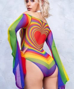 BADINKA NEW Prism Feel Bell Sleeve Mesh Bodysuit