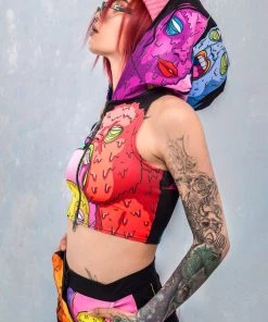 BADINKA Tops Trap Hooded Zippy Top