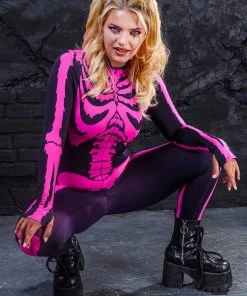 BADINKA Raspberry Neon Skeleton Costume Full Bodysuits