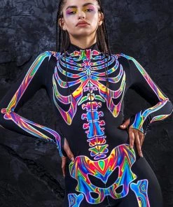 BADINKA Rainbow Skeleton Costume Full Bodysuits