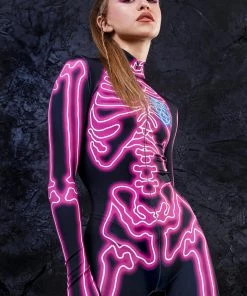 BADINKA Electric Pink Costume Full Bodysuits