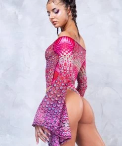 BADINKA NEW Stardust Bell Sleeve Mesh Bodysuit