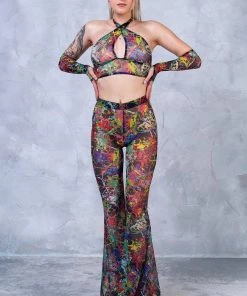 BADINKA Splash Halter Criss Cross Mesh Top NEW