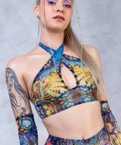 BADINKA NEW Delirium Halter Criss Cross Mesh Top