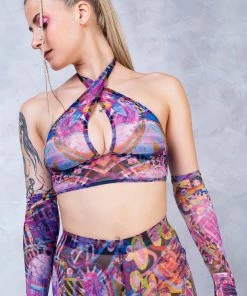 BADINKA NEW Woodstock Halter Criss Cross Mesh Top