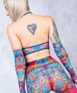 BADINKA NEW Amayah Halter Criss Cross Mesh Top