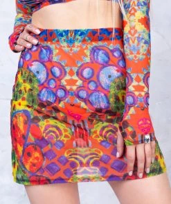 BADINKA Tropical Punch Mesh Rave Skirt NEW