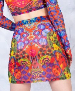 BADINKA Tropical Punch Mesh Rave Skirt NEW