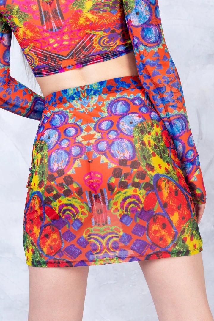 BADINKA Tropical Punch Mesh Rave Skirt NEW 3 BADINKA Tropical Punch Mesh Rave Skirt NEW