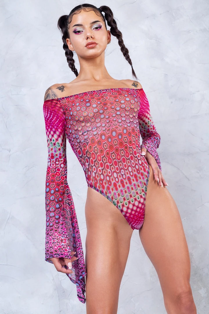 BADINKA NEW Stardust Bell Sleeve Mesh Bodysuit 3 BADINKA NEW Stardust Bell Sleeve Mesh Bodysuit
