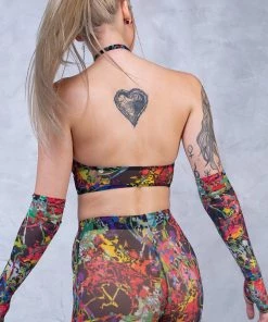 BADINKA Splash Halter Criss Cross Mesh Top NEW