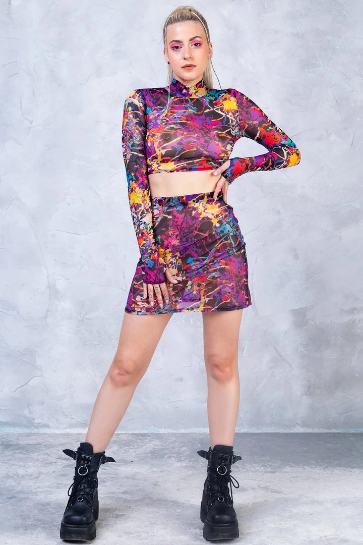 BADINKA Splatter Mesh Rave Top 5 BADINKA Splatter Mesh Rave Top