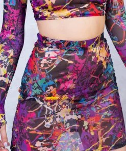 BADINKA Splatter Mesh Rave Skirt NEW