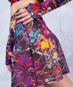 BADINKA Splatter Mesh Rave Skirt NEW