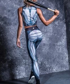 BADINKA Mechanical Hw Leggings Cyan High Waist Leggings